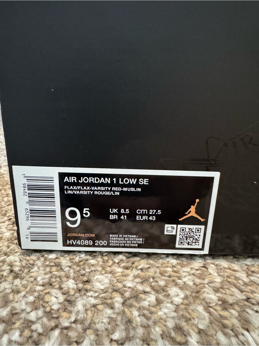 Jordan 1 Low SE "Flax/Varsity Red/White" - Picture 7 of 7